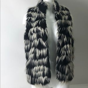 Kensie Black Combo Faux Fur Vest New